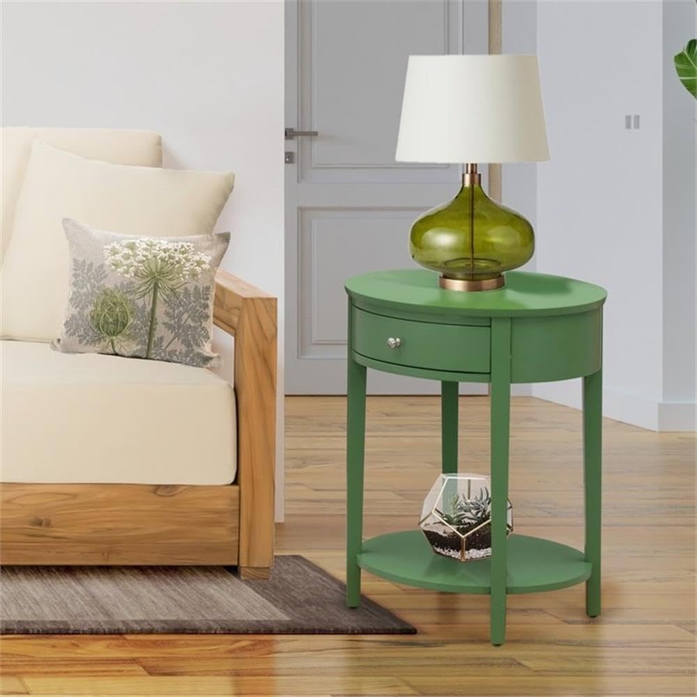 East West Furniture HI-12-ET Mid Century Modern Nightstand with 1 Wood Drawer, Stable and Sturdy Constructed - Clover Green Finish